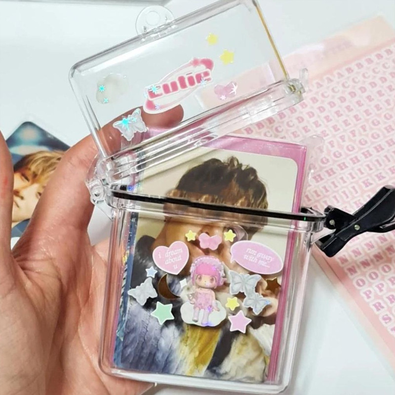 Transparan Plastik Portabel Tahan Air Kpop Photocards Holder Kotak Penyimpanan Kunci Uang Bahan Plas
