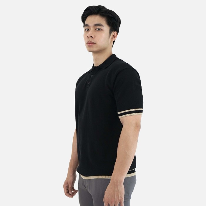 Kaos Polo Knit Pria Smith Berlin Kevan Slim Fit - Black, M