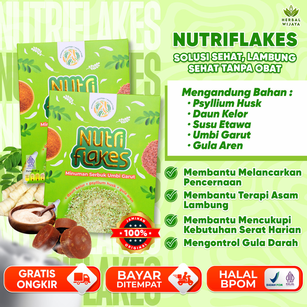 

Nutriflakes 2 Box Sereal Umbi Garut Mengatasi Asam Lambung Gerd Akut Pada Pria Wanita Original