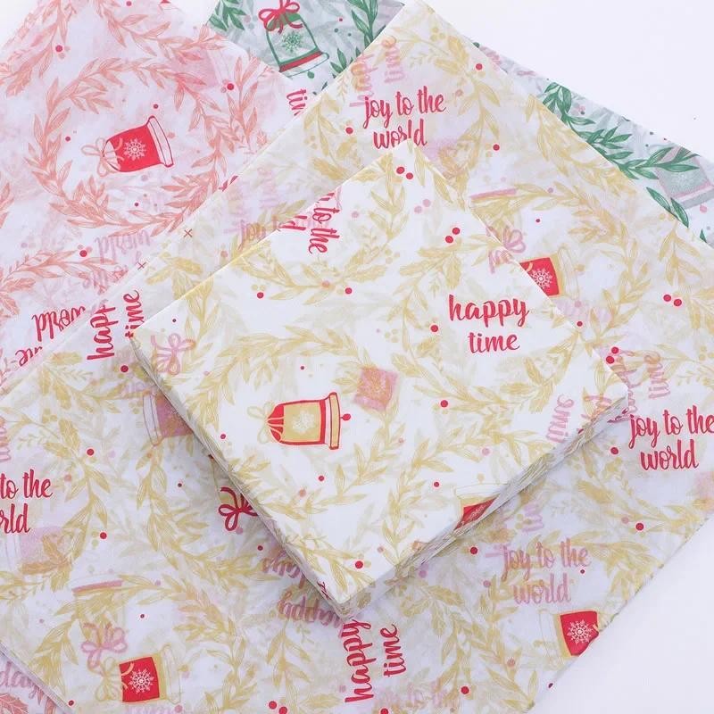 

10PCS Christmas Snow Pear Printed Tissue Paper Flowers Bouquet Gift Wrapping Paper Lining Paper Wedding Festival Party Supplies