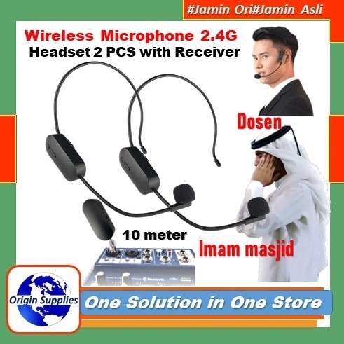 Microphone Mic Clip On Wireless Bando Mikrofon UHF Headset Untuk Imam
