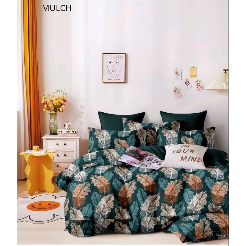 BEDCOVER SET MICROTEX DISPERSE MOTIF MULCH DAUN