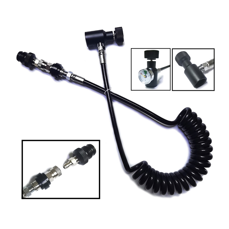 

Paint HPA Ball Marker Coil Remote Hose Thick Line 2.5M/100inch Microline With Slide Check Quick Disconnect Accessories