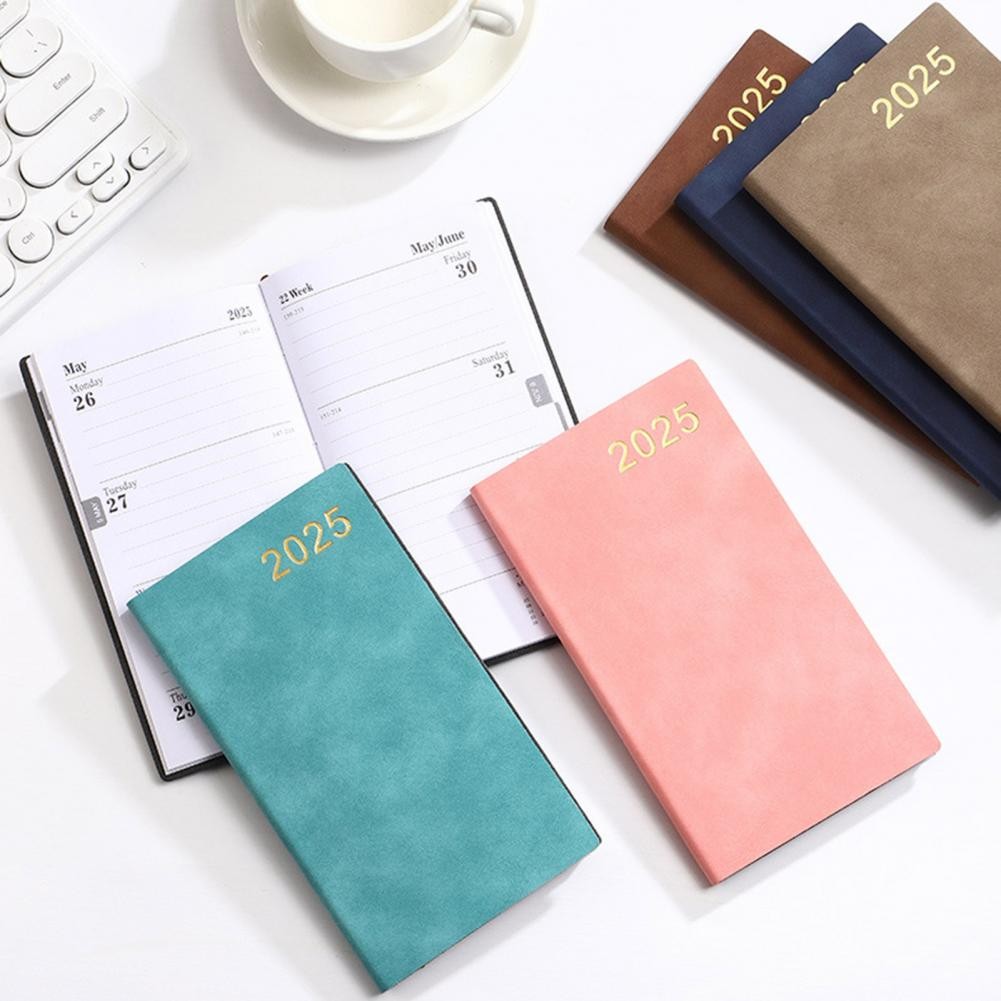 

2025 Calendar Pocket-Sized Notebook Faux Leather Cover Plan Notebook Self Discipline Notebook Soft-touch Backpack Planner