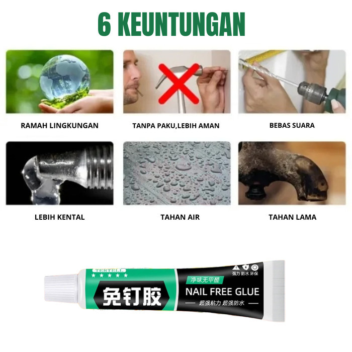 

[BEC] Lem Pengganti Paku Tembok No More Nail SuperKuat Original Tertell Nail Free Glue Perekat Dinding Super Kuat 20 Gram - Merek Tertell