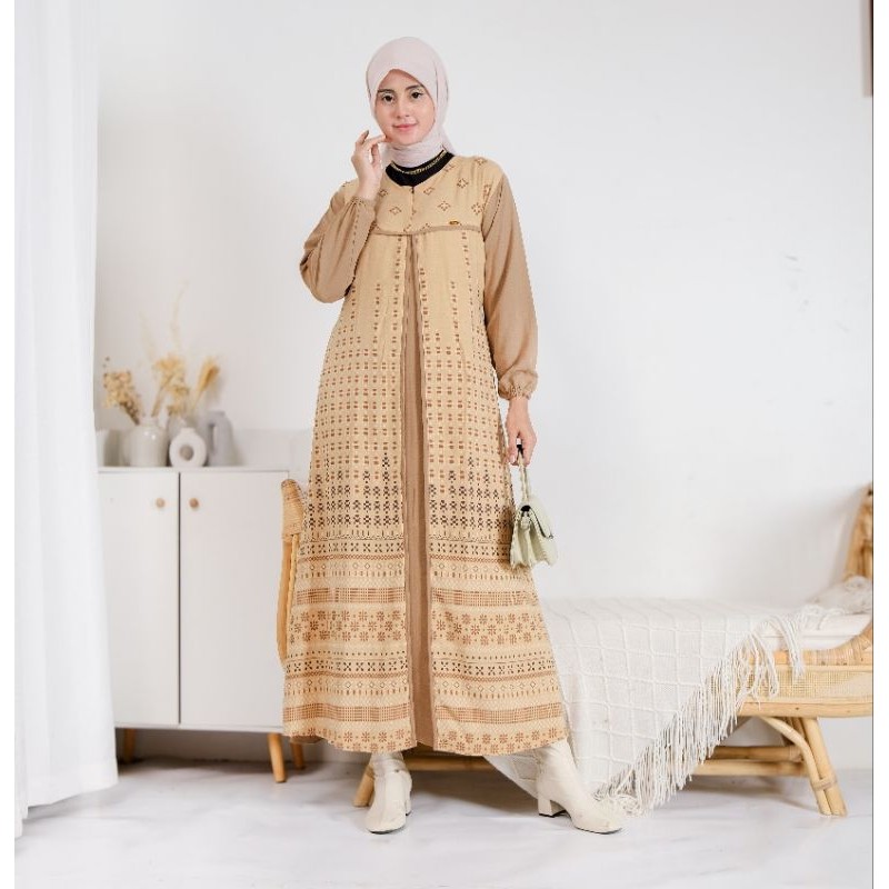 Gamis Cringkle Dewasa Rompi Mix Ceruti Terbaru