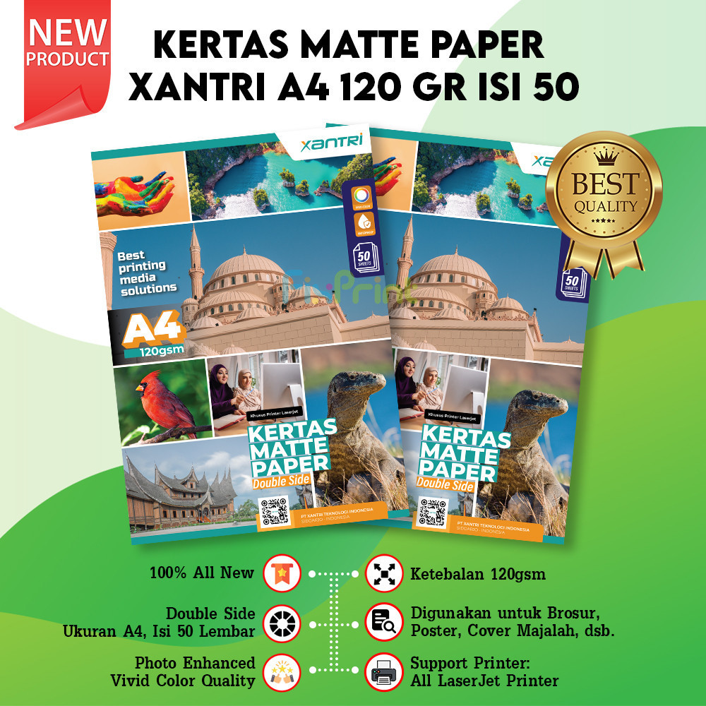 Kertas Matte Double Side Premium A4 120 gsm 50 lb Photo Paper Mate Dof Matte Paper 120gsm 50 sheet K