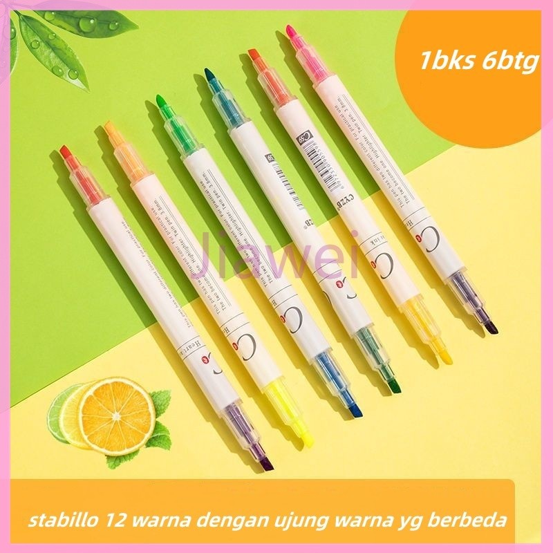 

Jiawei stabilo/ stabilo 12warna /1set stabilo isi 6pcs dengan warna berbeda