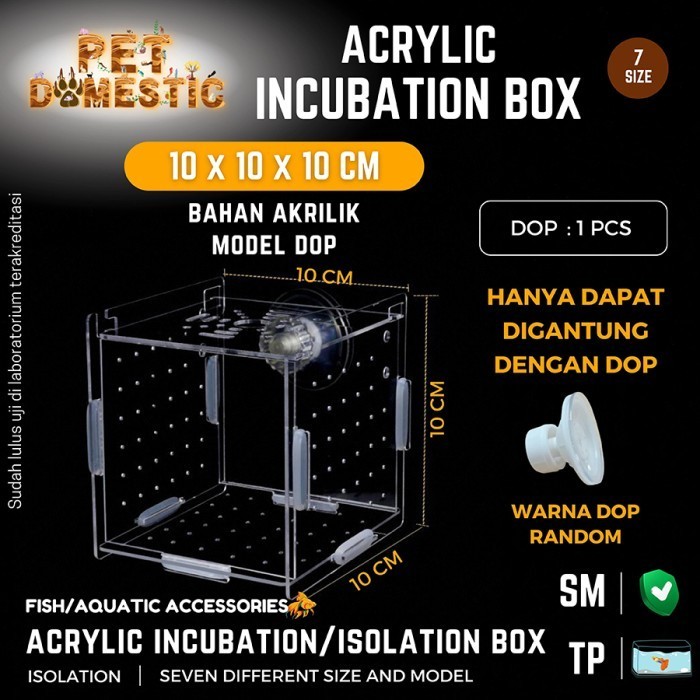 ISOLATION BOX / ACRYLIC INCUBATION BOX / AKRILIK KARANTINA IKAN