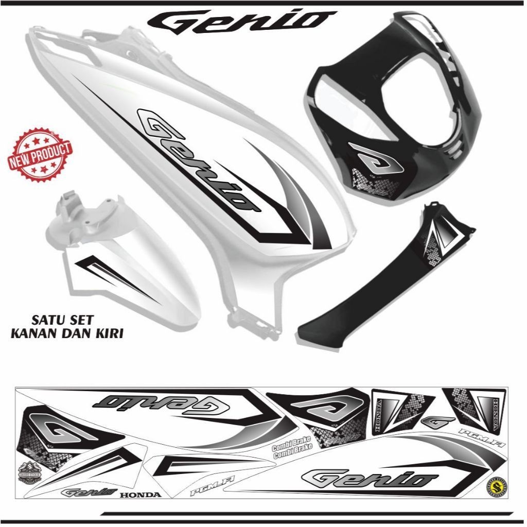 STIKER MOTIF ELEGAN VARIASI STRIPING MOTOR GENIO MOTIF SIMPLE VARIASI LIS GENIO