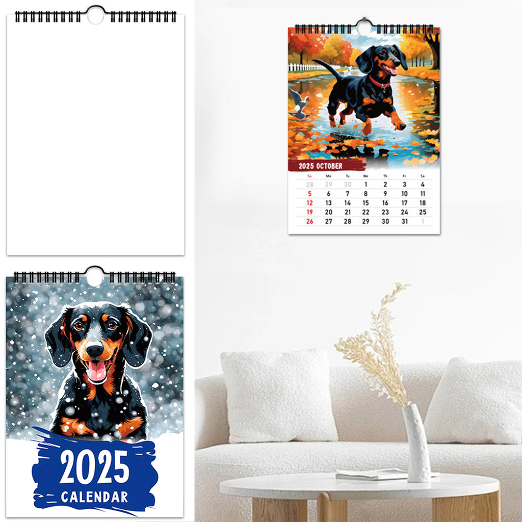 

Stylish Dachshund Dog Wall Calendar For 2025 Oil Painting Notepad Calendar Present For Home Decoration