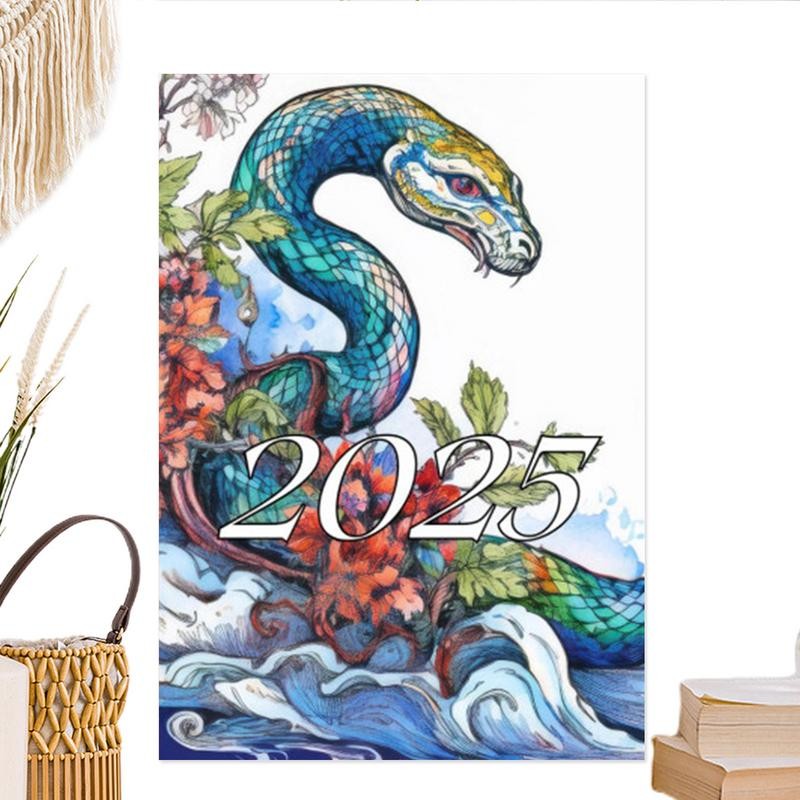 

2025 Wall Calendar Snake Wall Monthly Calendar Snake Calendar Paper Planning Organizing Bright Flipping Wall Calendar For Home
