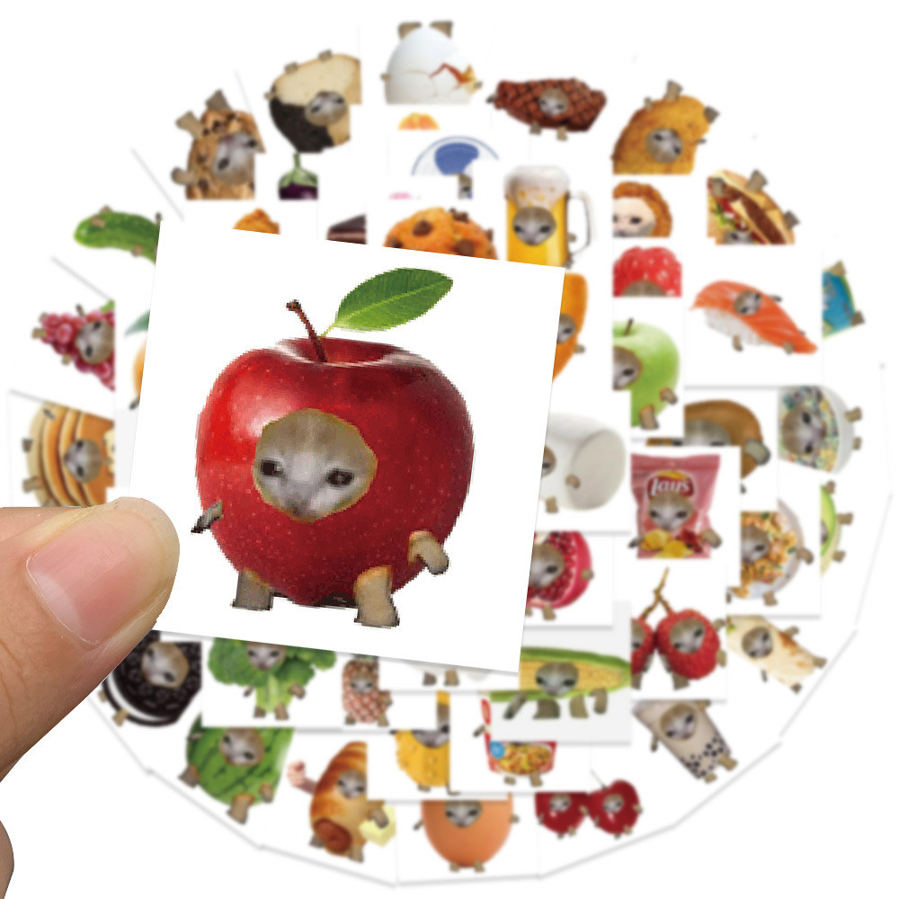 

10/30/69pcs Cute Funny Cat And Food Meme Stickers Decals Skateboard Laptop Phone Album Car Waterproof Sticker Kids Classic Toy