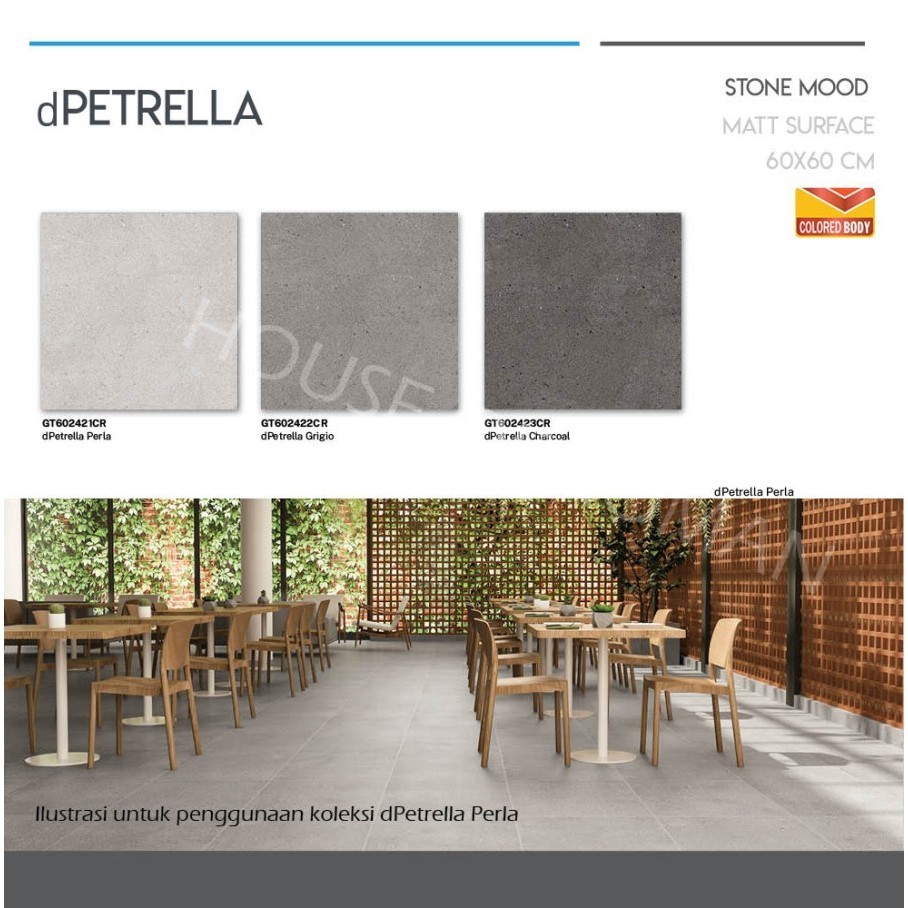 QX71P Roman Granit 60x60 dPetrella Series (Stone Mood) / Granit Lantai Tekstur Kasar / Granit Lantai