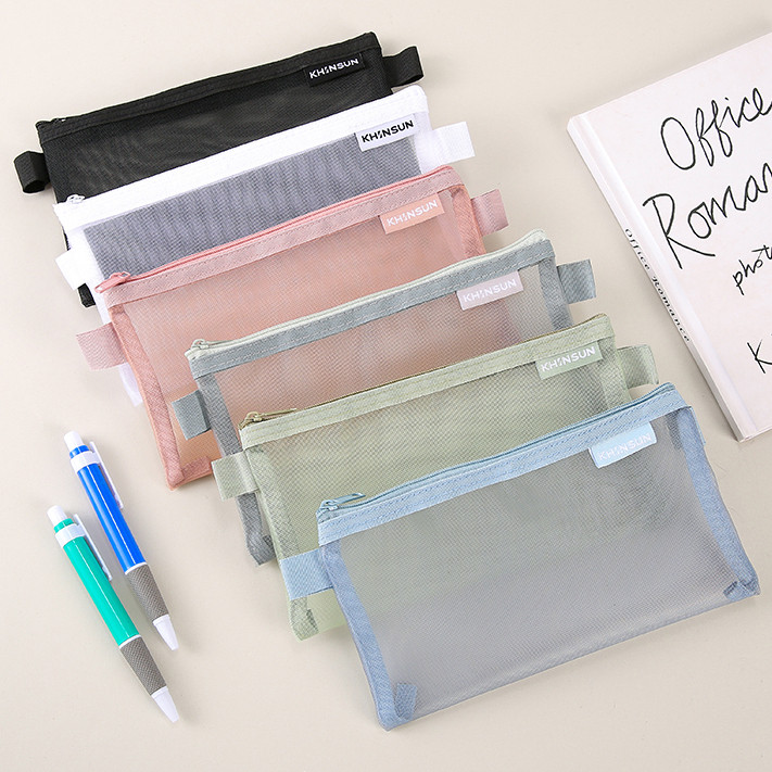 

Kotak Pensil Transparant Portabel Tempat Pensil Jaring Resleting Stationery A4 A6 Tas Kosmetik Tas Penyimpanan