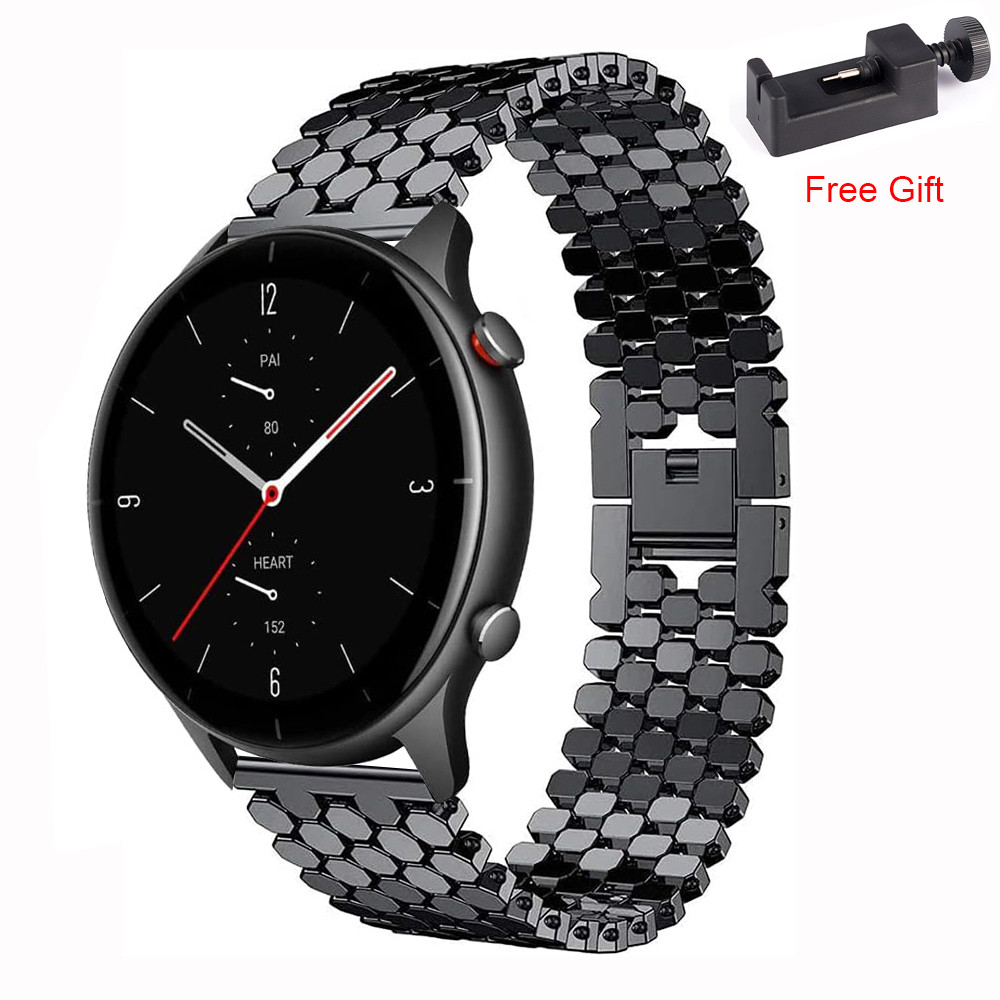 22mm Stainless Steel Band For Huami Amazfit GTR 4 3 Pro 2 2e Metal Watch Bracelet Strap Loop For Ama