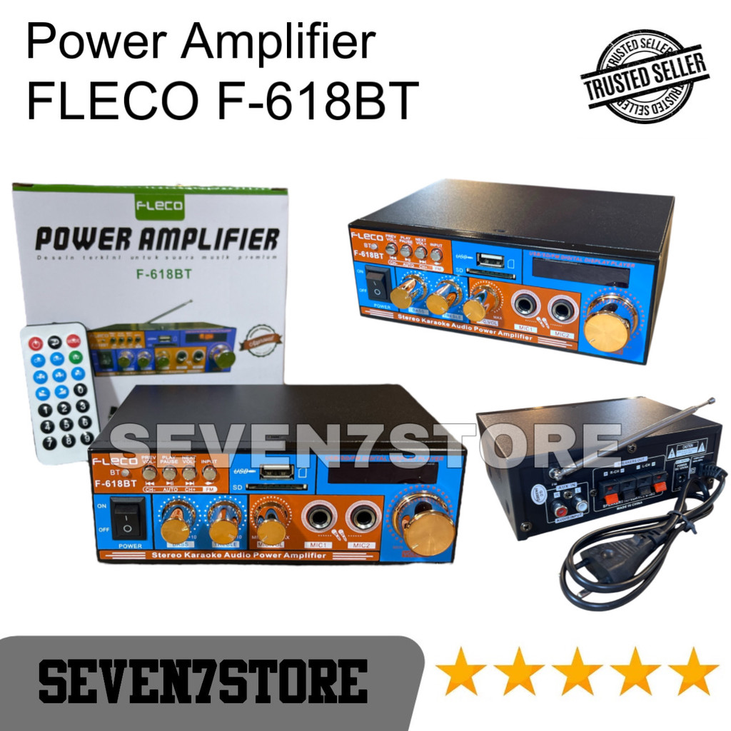 Power Amplifier FLECO F-618 BT Ampli Mini Bluetooth Karaoke FM Radio