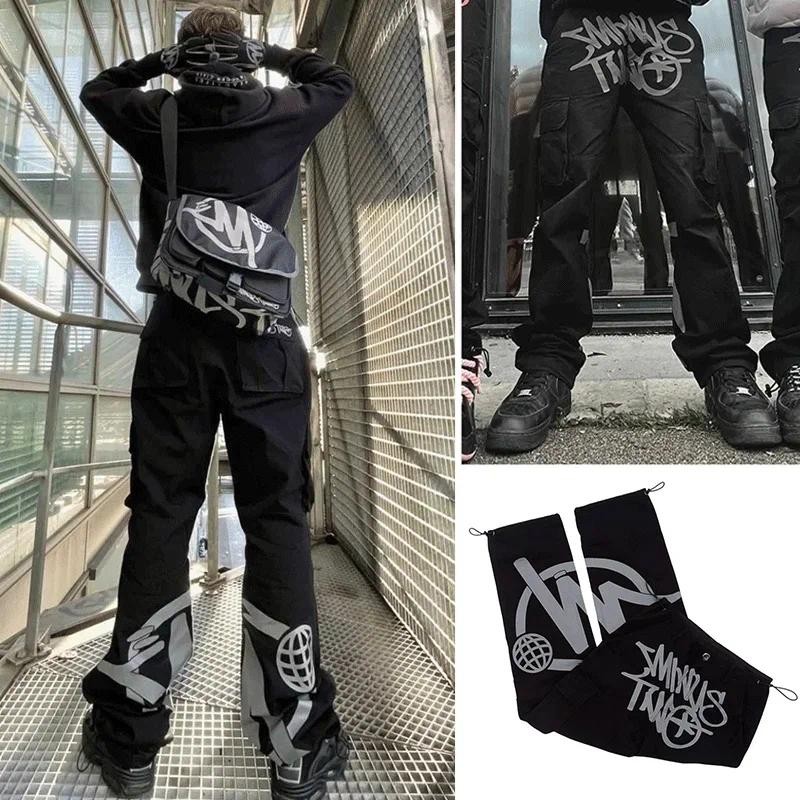 2024 Minus Two Quality Black Cargo Long Pants Y2k Fashion High Street Young Men Women Hip Hop Style 