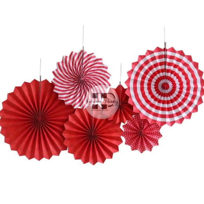 Paper fan merah set / paperfan 17 agustus  merah putih