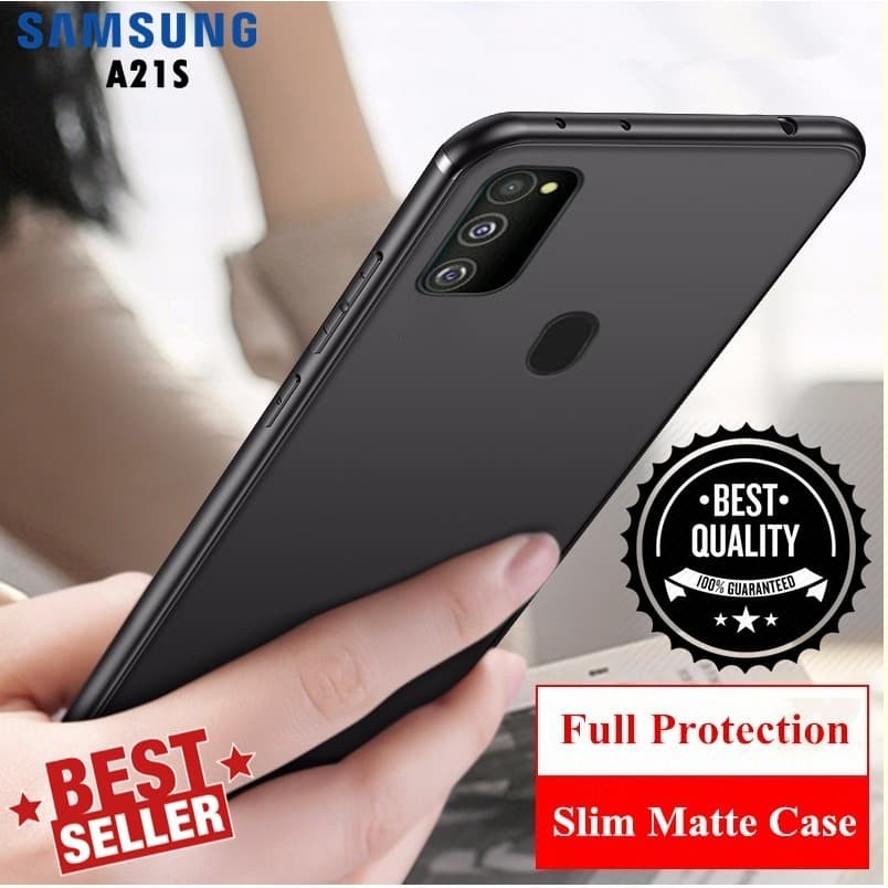 P/B- CASING COVER Samsung A21s Case macaaron list black edition soft case slim matte casing polos sa