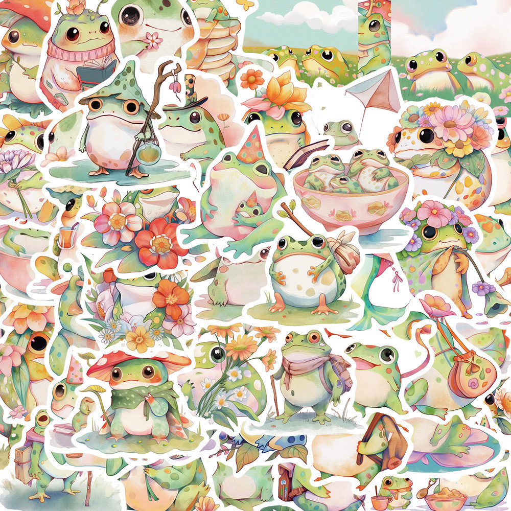 

10/30/50PCS Cute Cartoon Colorful Funny Fat Frog Stickers DIY Laptop Luggage Skateboard Graffiti Decals Fun for Kid Gift