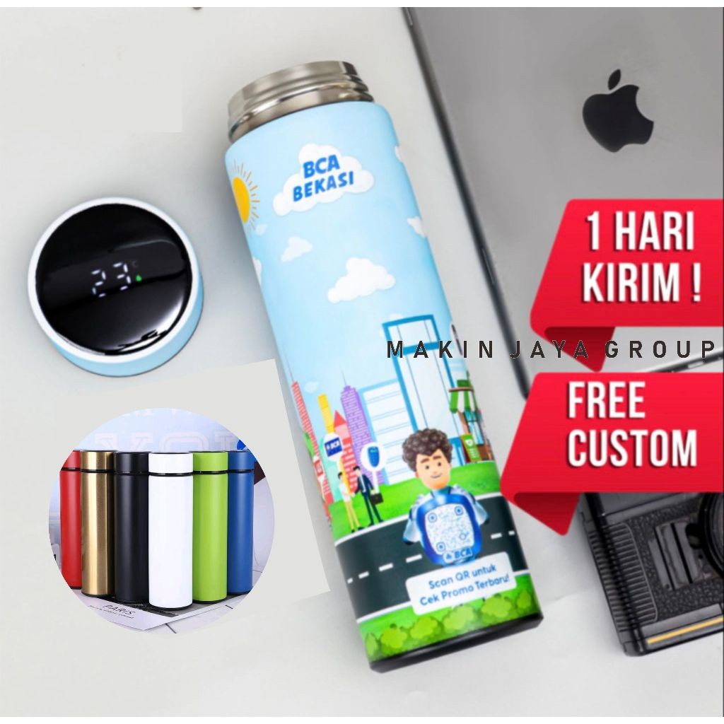 MJG GROSIR TUMBLER SAKURA LED TEMPERATUR SUHU CUSTOM PRINTING UV TERMOS STAINLES STEEL LIFE SUS 304 