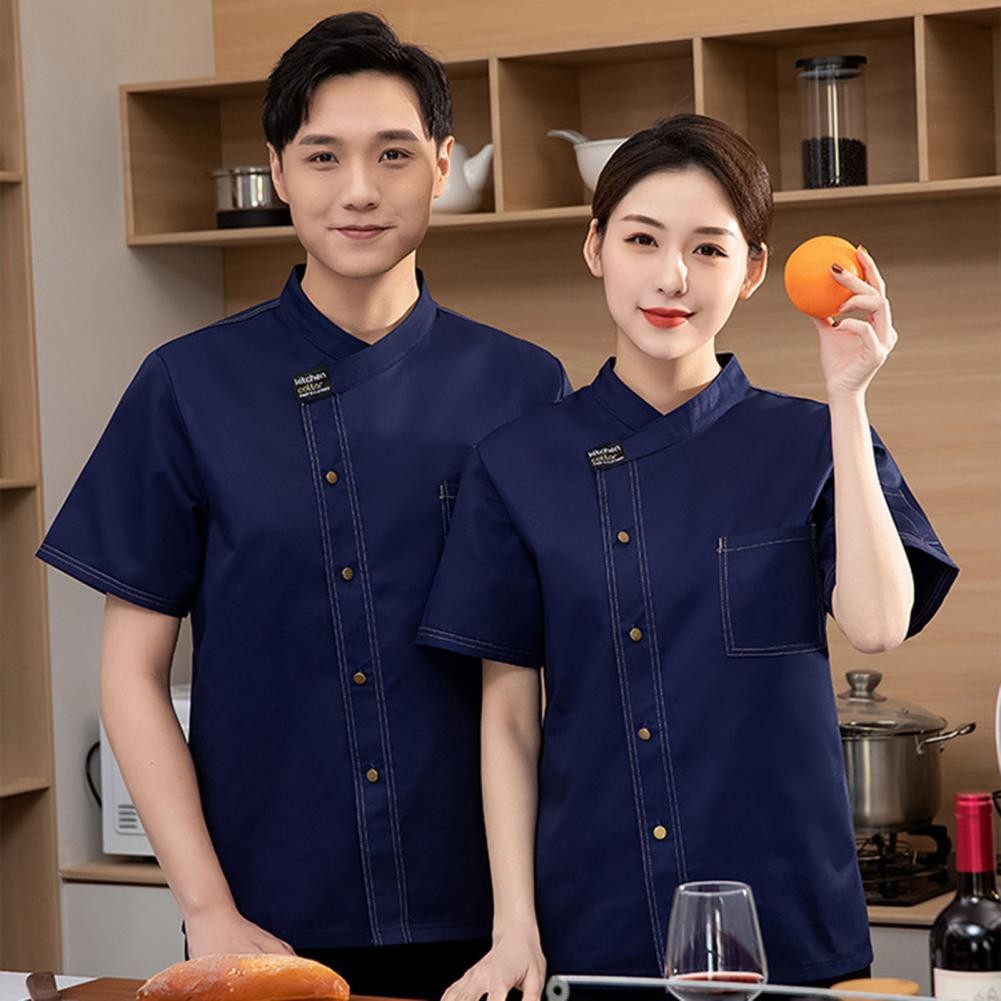 Unisex Short Sleeve Chef Uniform Men Women Chef Uniform Professional Unisex Chef Uniform with Stand 