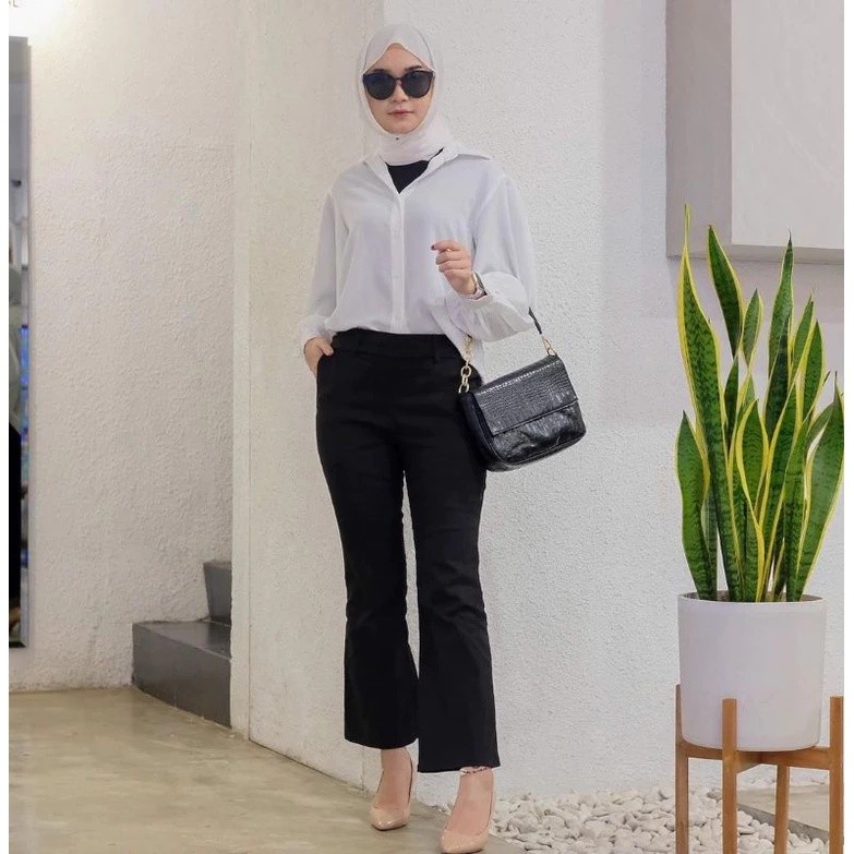 Celana Panjang Cutbray Wanita Flare Pants Full Karet