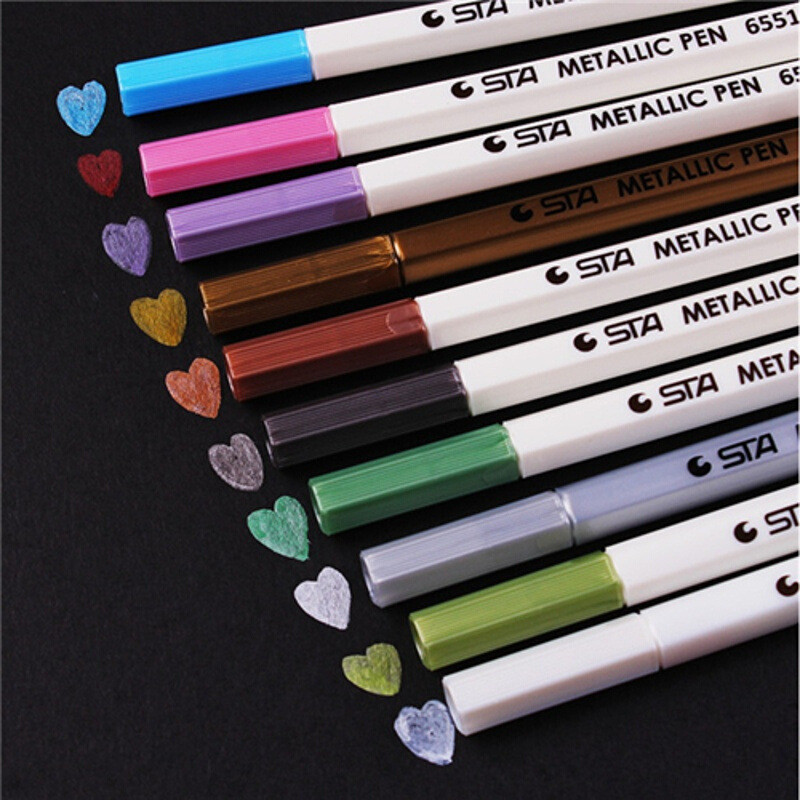 

10pcs Genuine star metal bead pen color hard head light green 10 color paint pen hand tent marker decorative graffiti album pen