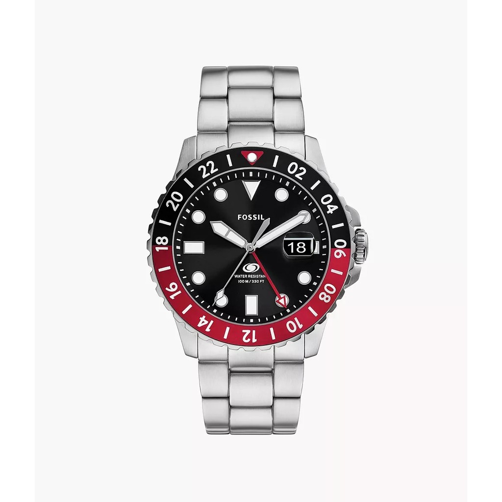 Fossil Fossil Blue GMT Stainless Steel Black Jam Tangan pria 46MM FS6092