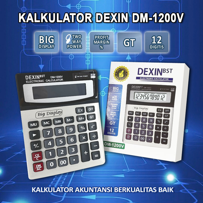 

Kalkulator DM-1200V Plus Kalkulator Akuntansi 12 Digit / Kalkulator Dagang yang Besar