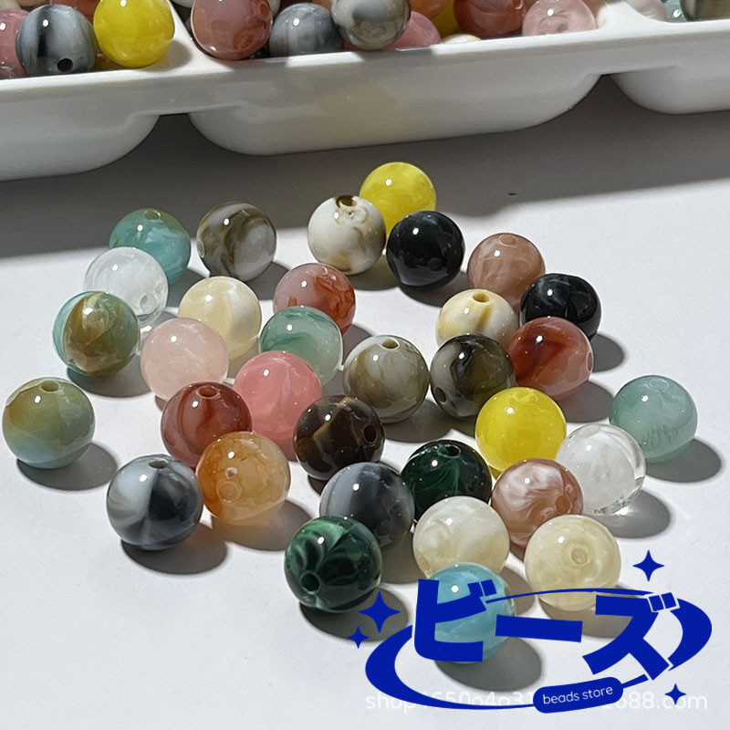biizu 10 gr Manik-manik mote corak Marmer - BULAT 8 MM