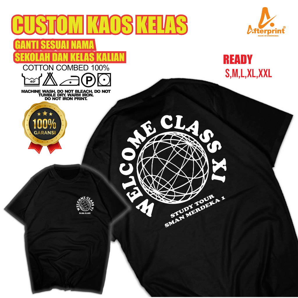 KAOS KELAS CUSTOM MURAH | DESAIN KAOS KELAS | CUSTOM NAMA & LOGO AFTERPRINT BERGARANSI