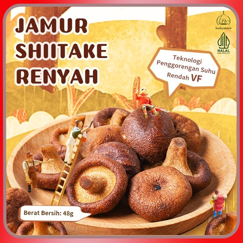 

[Luckymore] HALAL Jamur Renyah 48gr - Keripik Jamur, Jamur Shiitake, Cemilan Sehat, Jamur Krispy