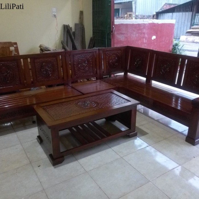 kursi tamu sudut L minimalis jati jepara ( kota palembang) SFX13