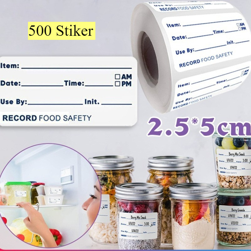 

500 Lembar/Roll Stiker Tanggal Kedaluwarsa Waterproof - Label Expired Date Tahan Air, Bahan Food Grade untuk Organizer Dapur & Kemasan