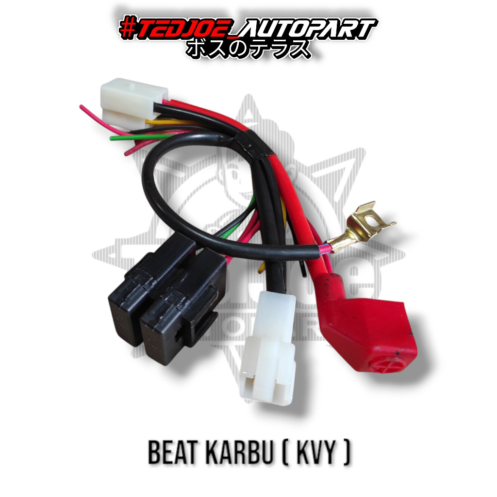 Kabel Aki Komplit Honda Beat Karbu KVY | Kabel Accu Set Positif Negatif + Soket Bendik Rumah Sekring