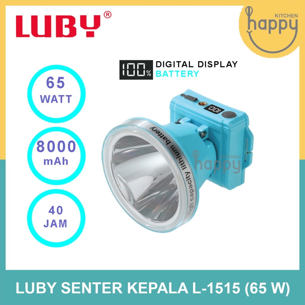 Luby Senter Kepala Anti Air L 1515 65 Watt Cahaya Putih Kuning Headlamp Luby L-1515