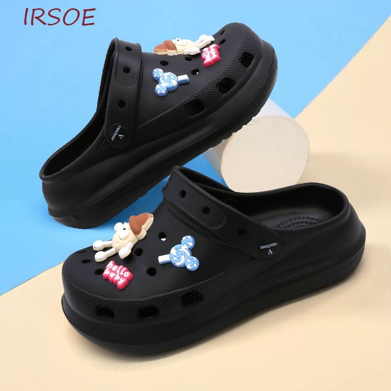IRSOE Sandal Kodok Wanita / Sandal Baim Sendal Wanita Kekinian Sandal Wedges Sepatu Wanita Sendal Je
