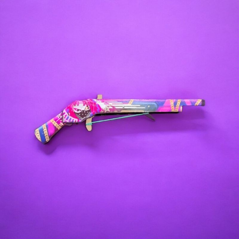 TERMURAH Pistol Mainan Kayu SG Ungu Rapper spesial FF Tembakan karet pp-2
