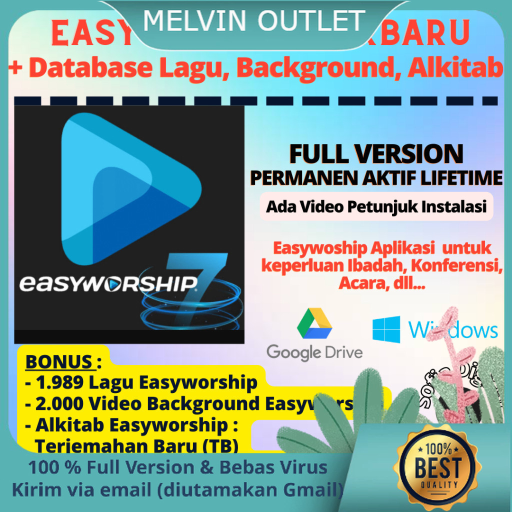 EASYWORSHIP 7 (TERBARU) + Database Lagu + Video Background + Alkitab Easy Worship, No Watermark