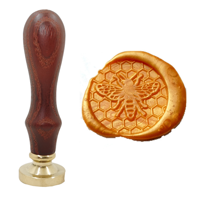 

lovely Bee Wax Stamp With Natural Wood handle,DIY Ancient Seal Retro Stamp,Personalized Stamp Wax Seal High Quality
