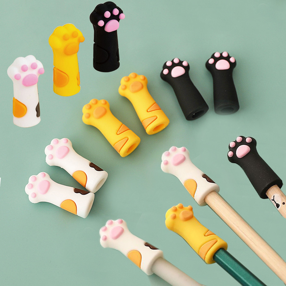 

3Pcs/Set Kawaii Cat Pencil Cap Cartoon Silicone Pen Topper Covers For Kids Cute Pencil Extender Stationery School Supplies
