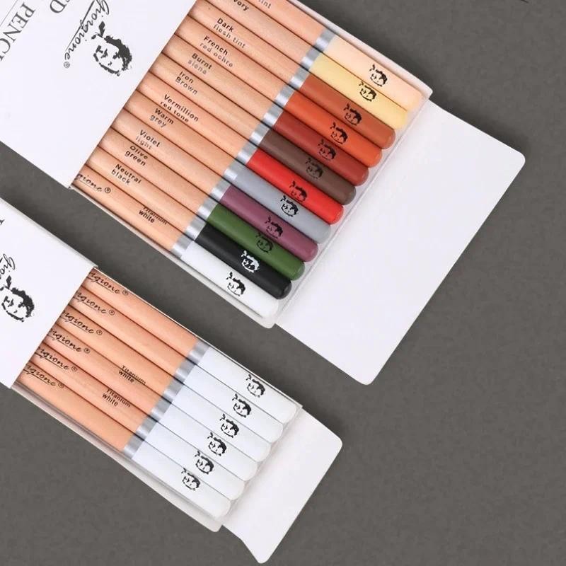 

6 Pcs White /12pcs Color Set Charcoal Pencils of Sketching Art Students in Log Matte Finish for Drawing, Sketching and Shading