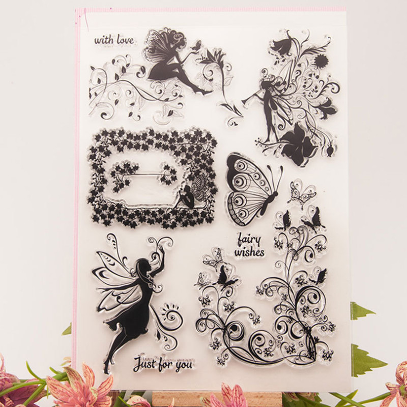 

Butterfly Fairy Silicone Clear Seal Stamp DIY Scrapbook Diary Coloring Embossing Album Decoration Rubber Stamp Handmade Reusable