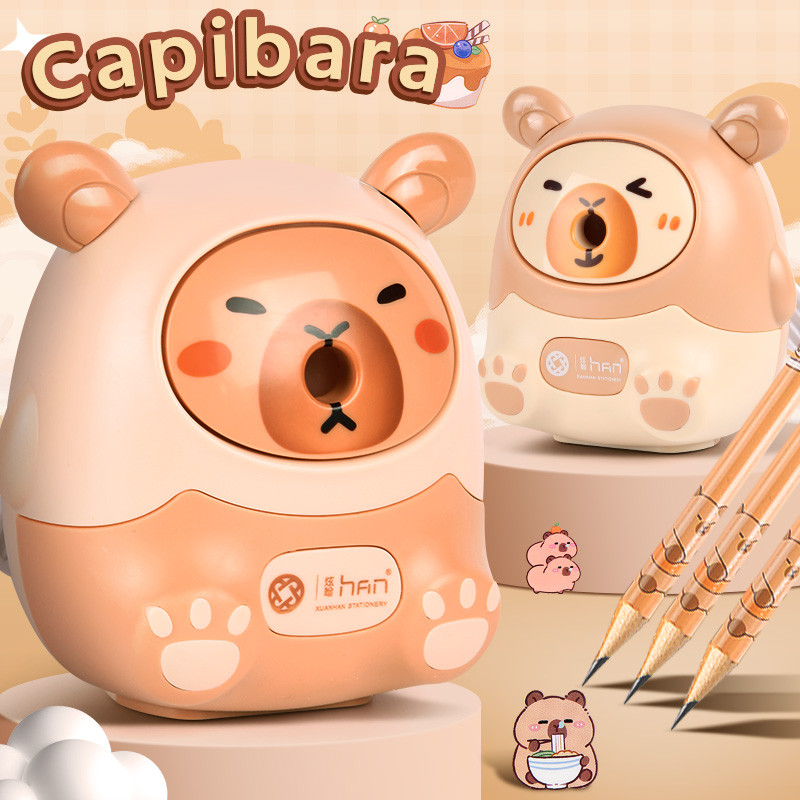 

Cartoon Capybara Pencil Sharpener Auto Input Refill Hand Crank for School Supplies Stationery Office Creative Durable Desk Tool