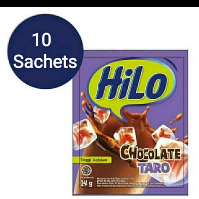 

Hilo chocolate taro sachet 14gr ×10 Hi Lo choco talas tinggi kalsium high calcium susu coklat milk