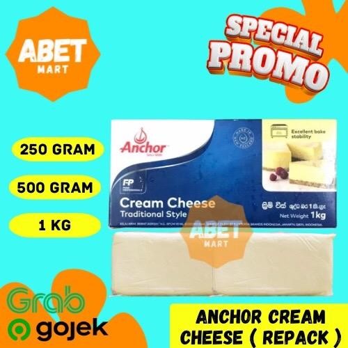 

Anchor Cream Cheese 250Gr 500Gr 1Kg - Repack Keju Krim Ancor 250 500 Gr 1 Kg 1/2 1/4 Instan Sameday Pak Pcs Dus Kemasan Kue Topping