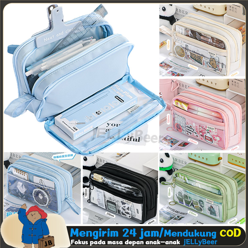 

5 Warna Besar Kotak Pensil Kantong Pena Transparan Berkapasitas Lucu dan Cantik Organizer Alat dengan Desain Unik dan Fungsional Kantong Kotak Alat Tulis Siswa