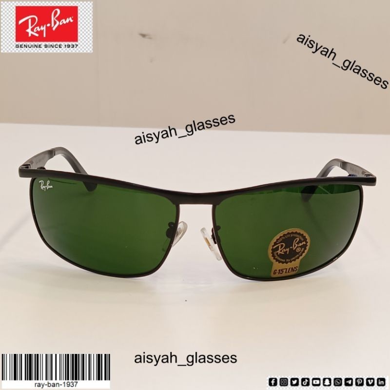 (COD) kacamata R**BN Rb 3462 model sport frame gan [hitam ke silver] carbon size (68)